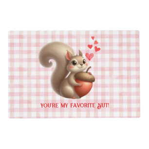 Cute funny squirrel Valentine's Day Placemat