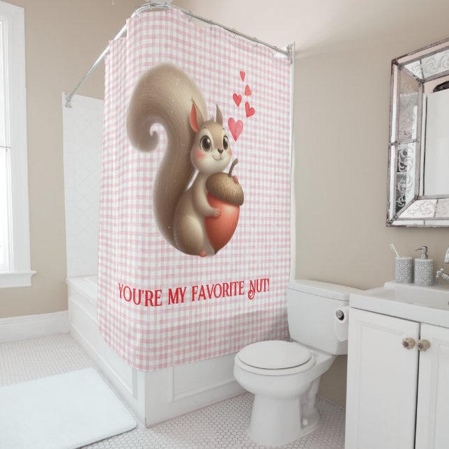 Cute funny squirrel Valentine's Day Shower Curtain (In Situ)