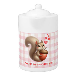 Cute funny squirrel Valentine's Day Teapot