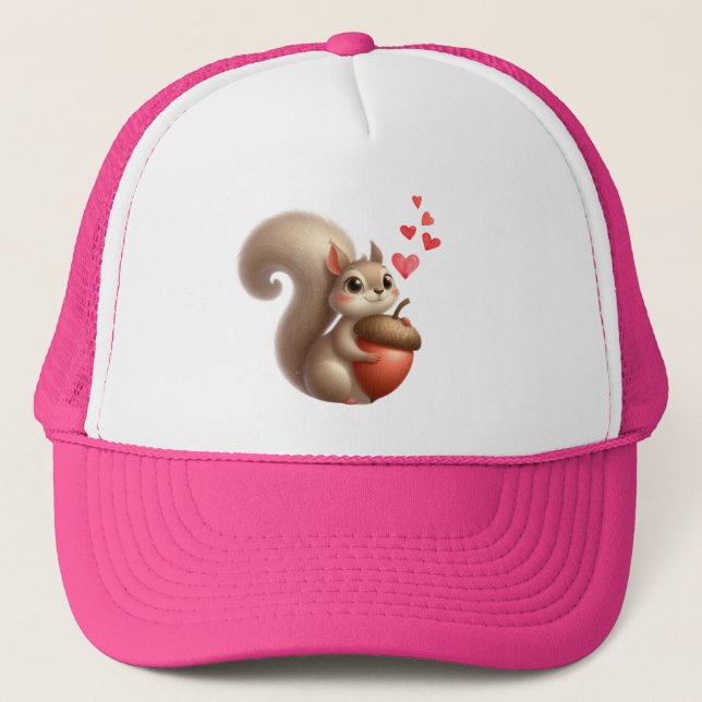 Cute funny squirrel Valentine's Day Trucker Hat (Front)