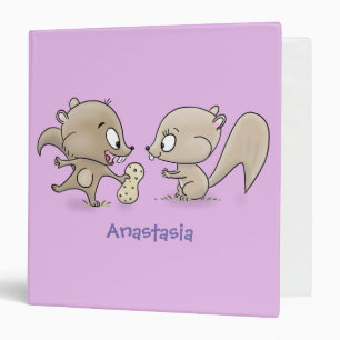 Cute funny squirrels cartoon illustration 3 ring binder