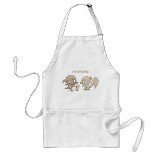 Cute funny squirrels cartoon illustration adult apron