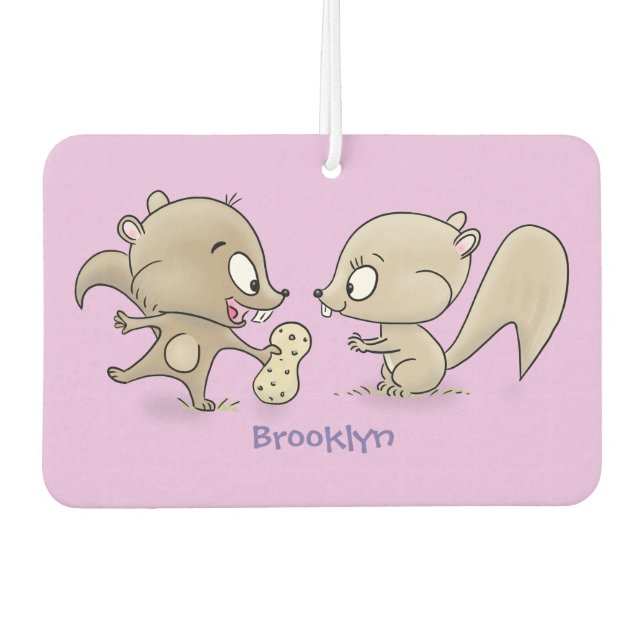Cute funny squirrels cartoon illustration air freshener (Front)
