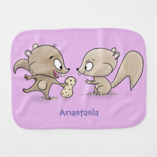 Cute funny squirrels cartoon illustration baby burp cloth