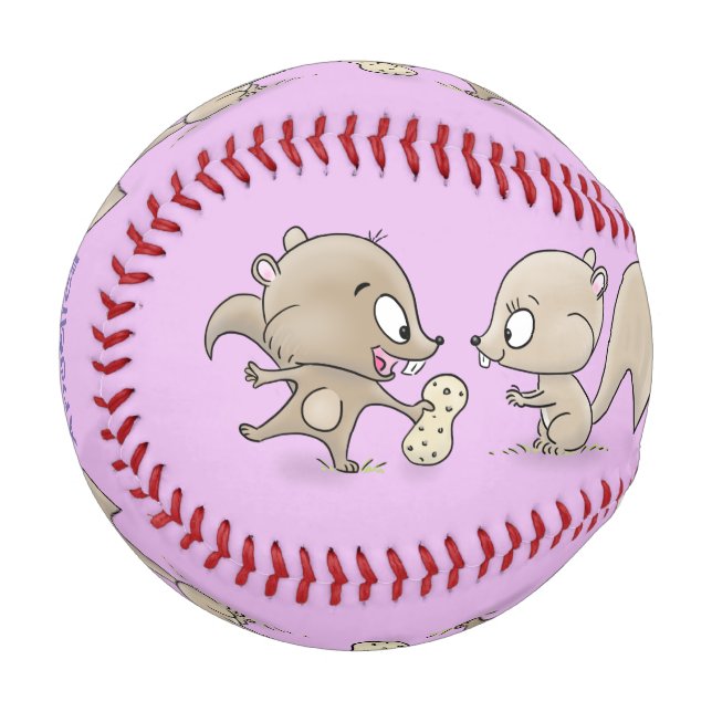 Cute funny squirrels cartoon illustration baseball (Front Left)