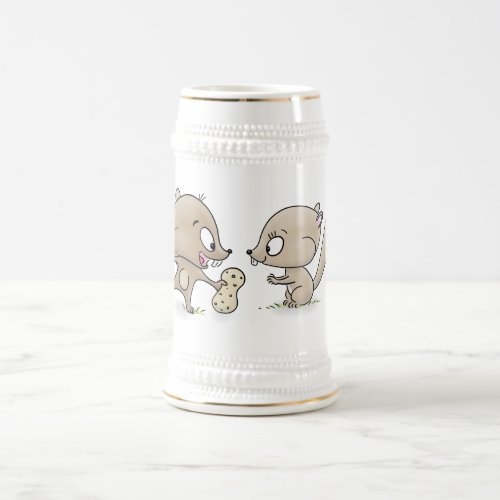 Cute funny squirrels cartoon illustration beer stein