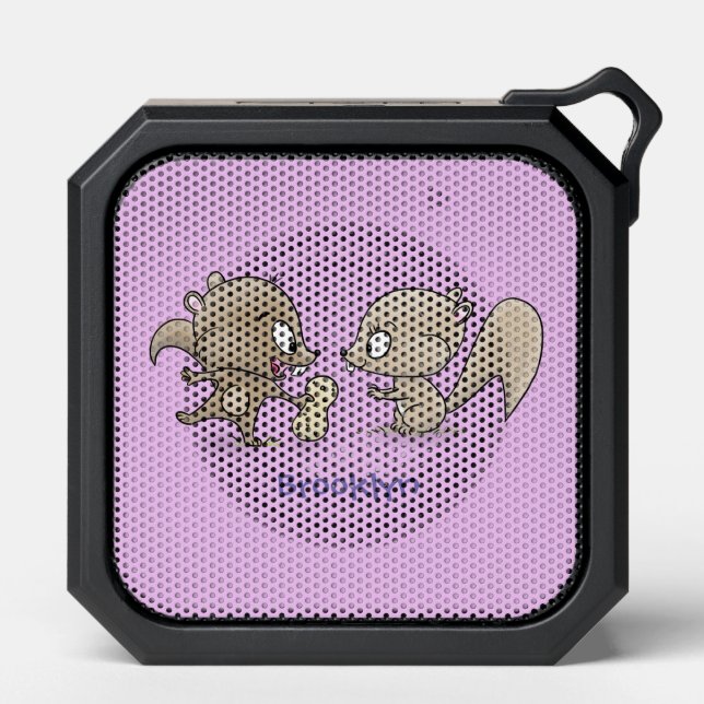 Cute funny squirrels cartoon illustration bluetooth speaker (Front)