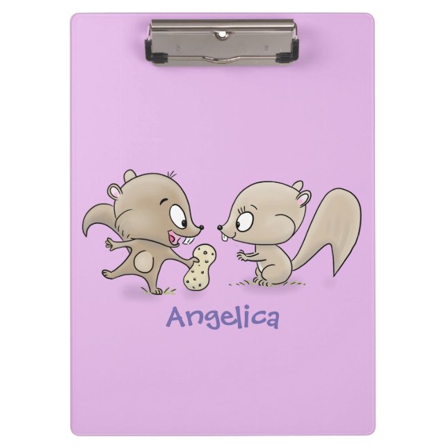 Cute funny squirrels cartoon illustration clipboard (Front)