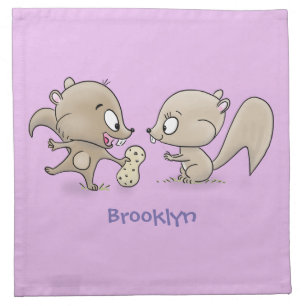 Cute funny squirrels cartoon illustration cloth napkin