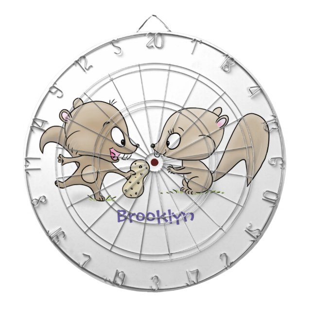 Cute funny squirrels cartoon illustration dart board (Front)