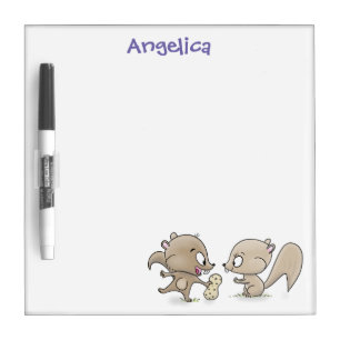 Cute funny squirrels cartoon illustration dry erase board