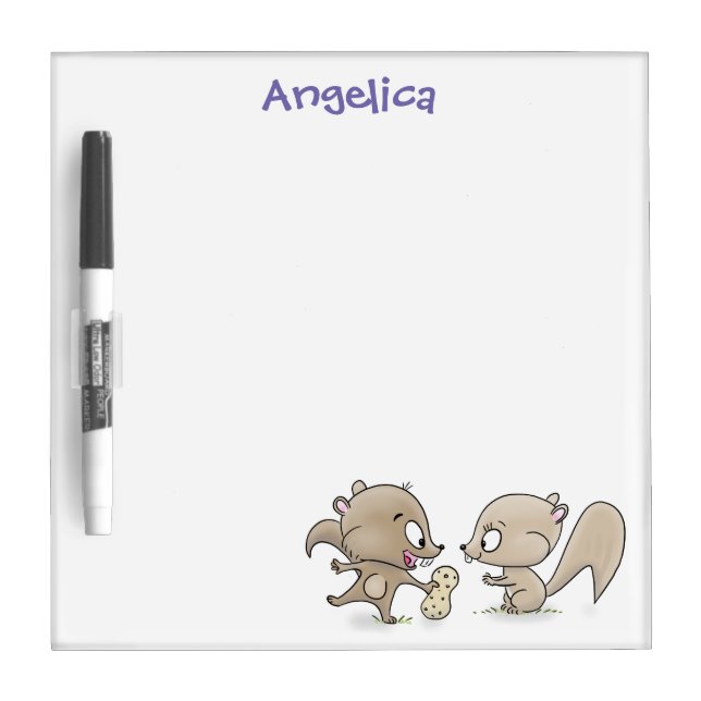Cute funny squirrels cartoon illustration dry erase board (Front)