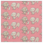 Cute funny squirrels cartoon illustration fabric