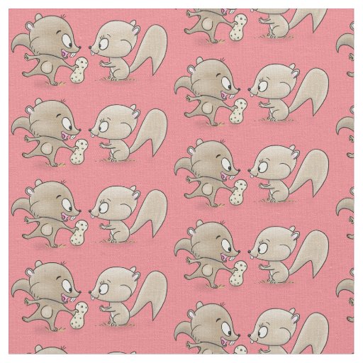 Cute funny squirrels cartoon illustration fabric