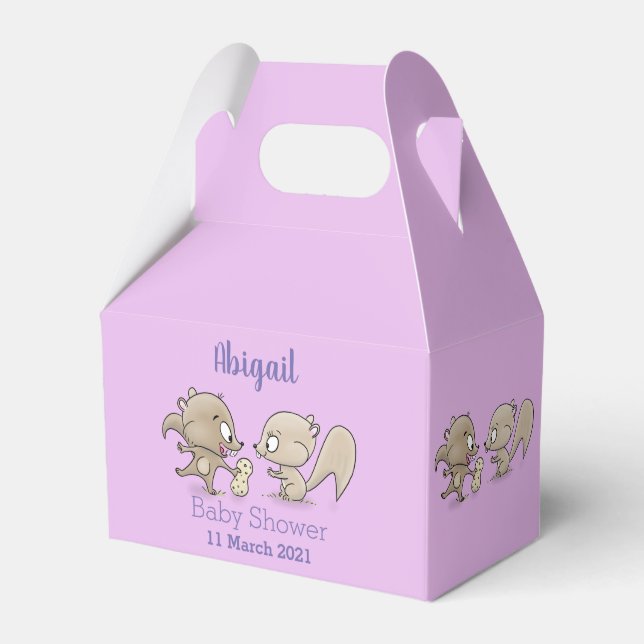 Cute funny squirrels cartoon illustration favor boxes (Front Side)