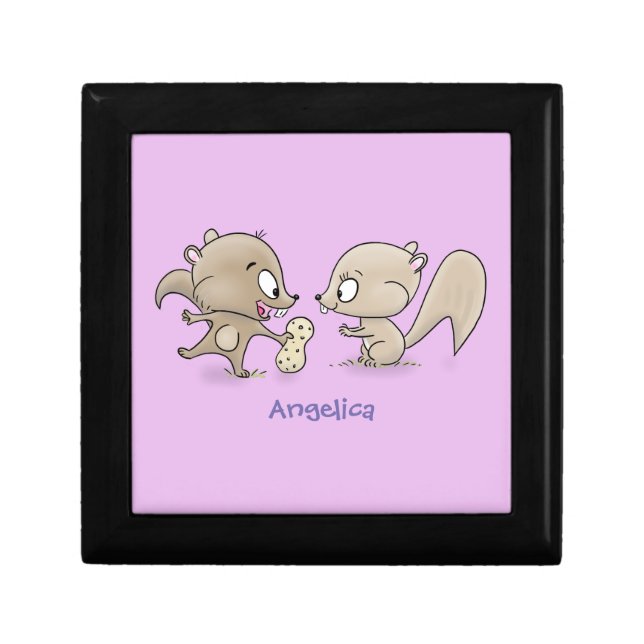 Cute funny squirrels cartoon illustration gift box (Front)