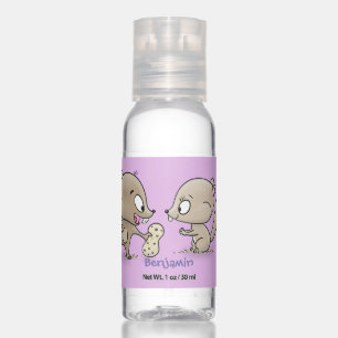 Cute funny squirrels cartoon illustration hand sanitizer