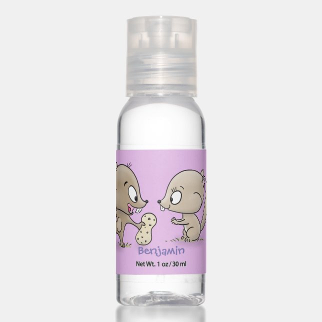 Cute funny squirrels cartoon illustration hand sanitizer (Front)