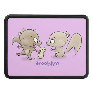 Cute funny squirrels cartoon illustration hitch cover