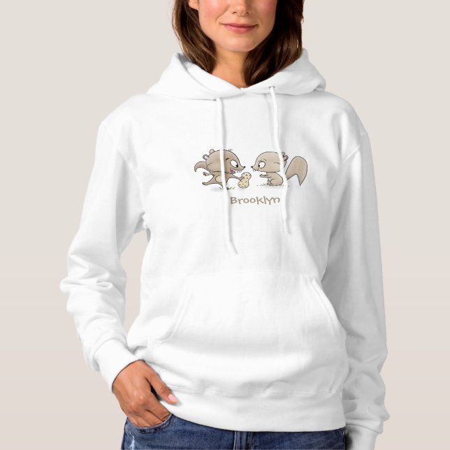 Cute funny squirrels cartoon illustration hoodie (Front)