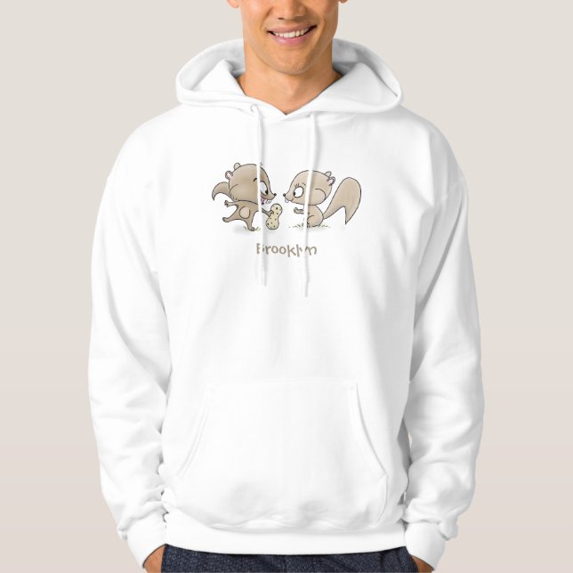 Cute funny squirrels cartoon illustration hoodie (Front)