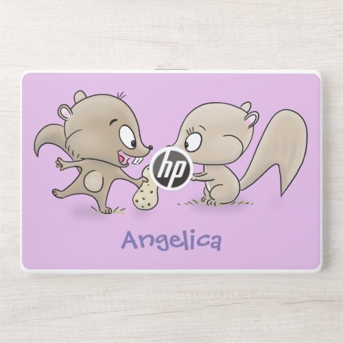 Cute funny squirrels cartoon illustration HP laptop skin