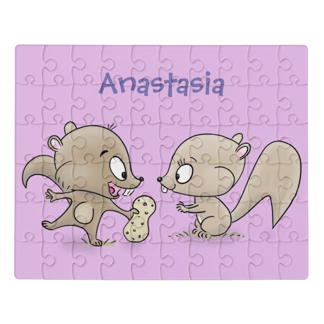 Cute funny squirrels cartoon illustration jigsaw puzzle (Puzzle Horizontal)