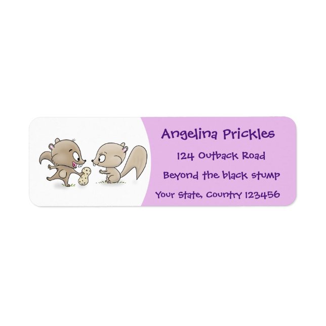 Cute funny squirrels cartoon illustration label (Front)