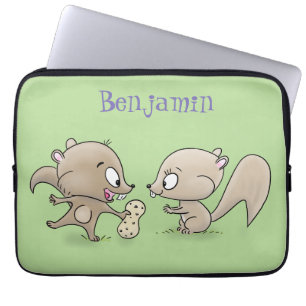 Cute funny squirrels cartoon illustration laptop sleeve