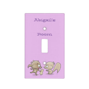 Cute funny squirrels cartoon illustration light switch cover