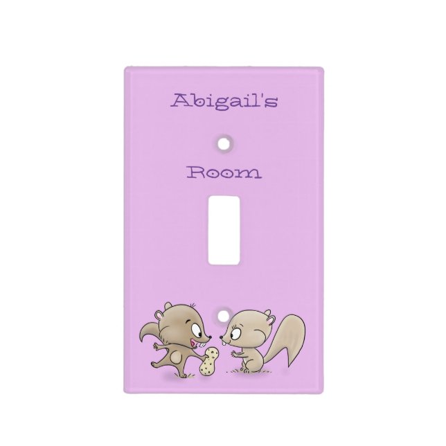 Cute funny squirrels cartoon illustration  light switch cover (Front)