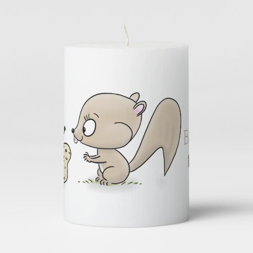 Cute funny squirrels cartoon illustration pillar candle