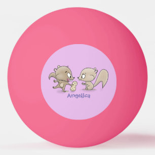 Cute funny squirrels cartoon illustration ping pong ball