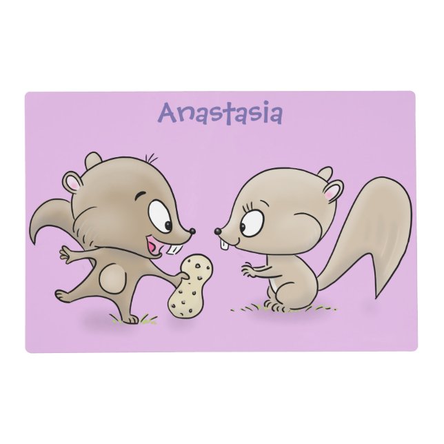 Cute funny squirrels cartoon illustration placemat (Front)