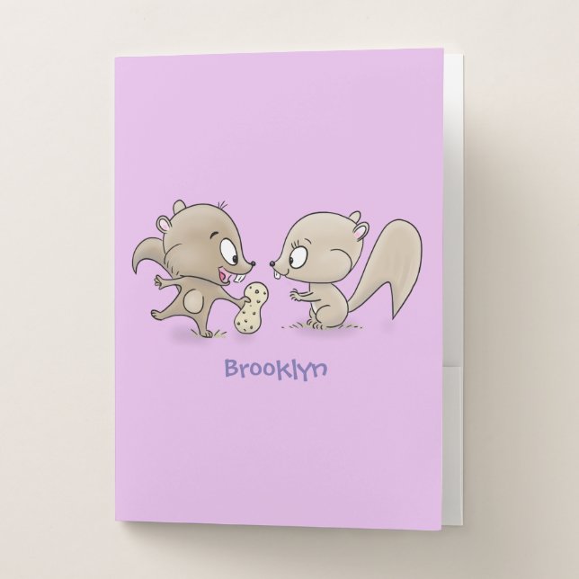 Cute funny squirrels cartoon illustration pocket folder (Front)