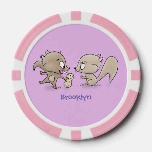 Cute funny squirrels cartoon illustration poker chips