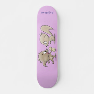Cute funny squirrels cartoon illustration skateboard