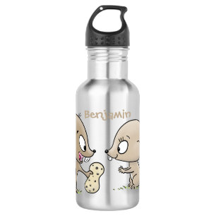 Cute funny squirrels cartoon illustration stainless steel water bottle