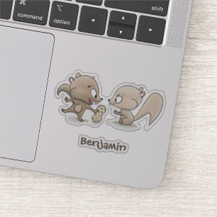 Cute funny squirrels cartoon illustration sticker