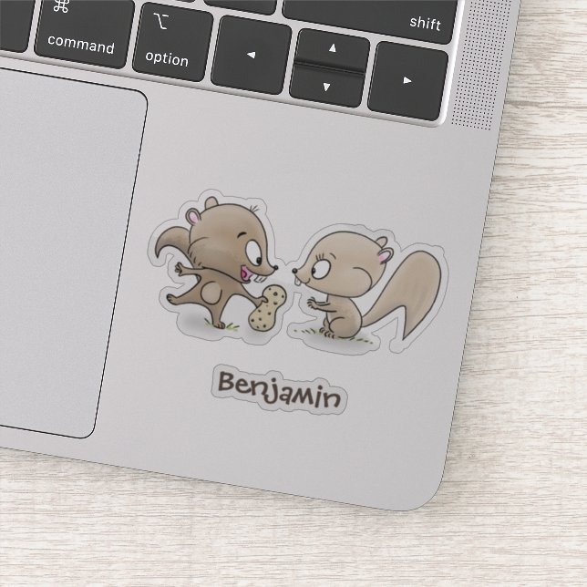 Cute funny squirrels cartoon illustration sticker (Detail)