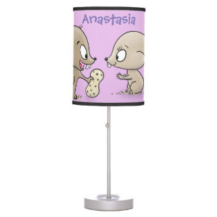 Cute funny squirrels cartoon illustration table lamp