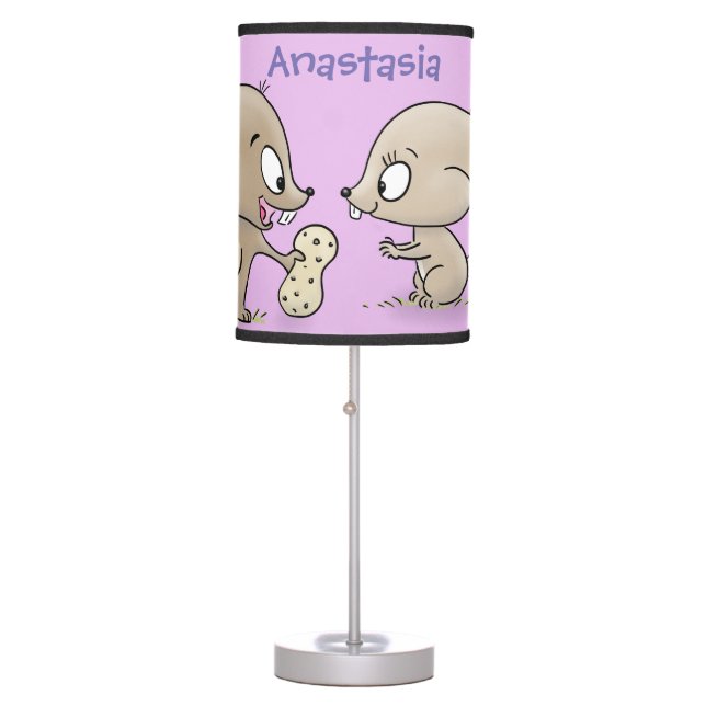 Cute funny squirrels cartoon illustration table lamp (Front)