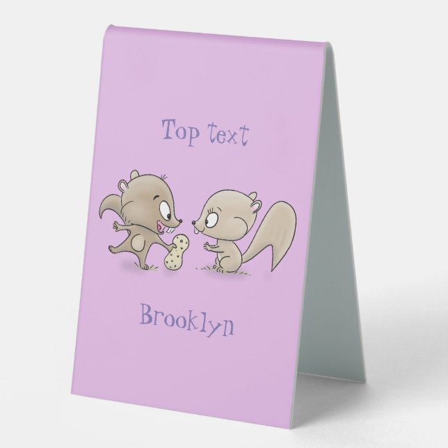 Cute funny squirrels cartoon illustration table tent (Front)