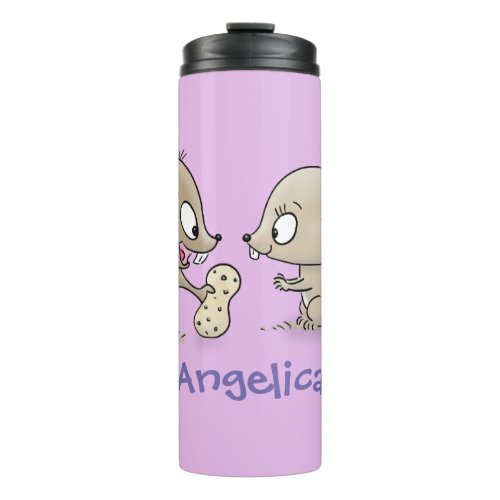 Cute funny squirrels cartoon illustration thermal tumbler