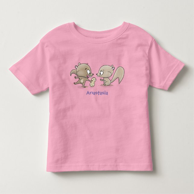 Cute funny squirrels cartoon illustration toddler t-shirt (Front)