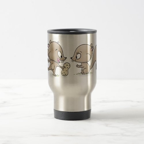 Cute funny squirrels cartoon illustration travel mug