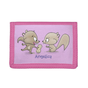 Cute funny squirrels cartoon illustration trifold wallet