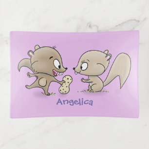Cute funny squirrels cartoon illustration trinket tray