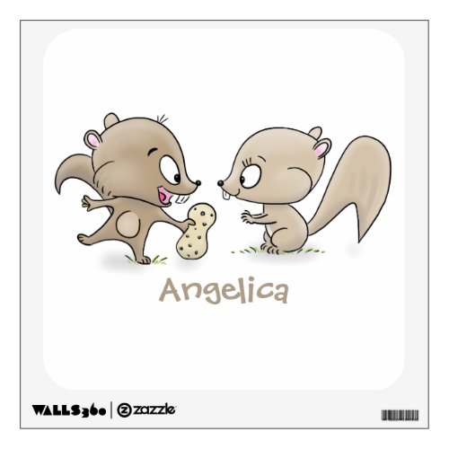 Cute funny squirrels cartoon illustration wall decal