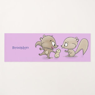 Cute funny squirrels cartoon illustration yoga mat